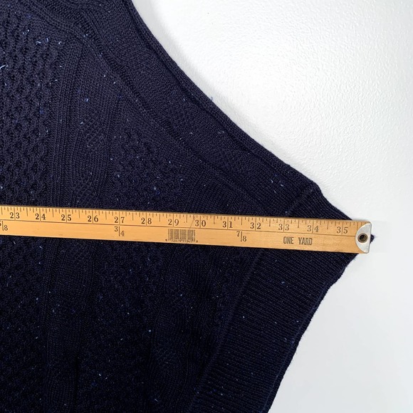 Talbots Blue Speckled Cotton Blend‎ Side Button Cable Knit Sweater Poncho L - Picture 9 of 9